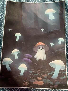Mushroom Ghost Art Print Poster